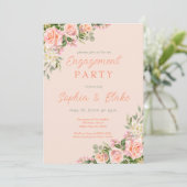 Roze en Greenery | Peach Engagement Party Kaart (Staand voorkant)