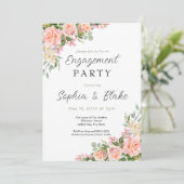 Roze en Greenery | White Engagement Party Kaart (Staand voorkant)