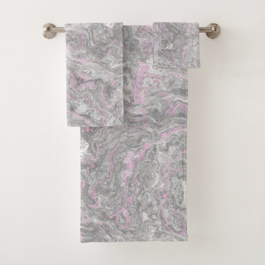 Roze en Grijs abstract Marmer Bad Handdoek (Insitu)