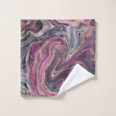 Roze en Grijs Abstract Marmer Bad Handdoek (Wasdoekje)