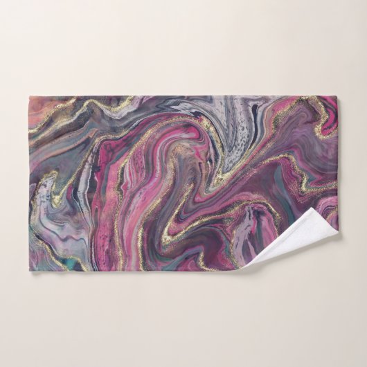 Roze en Grijs Abstract Marmer Bad Handdoek (Handdoek)