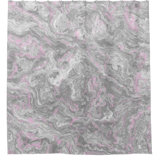 Roze en Grijs abstract Marmer Douchegordijn (Voorkant)