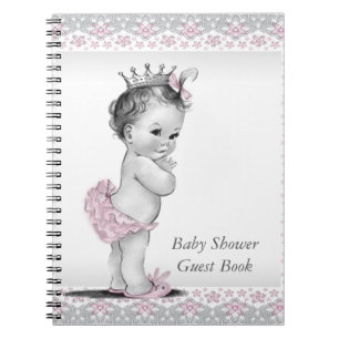Roze en grijs Baby shower gastenboek Notitieboek