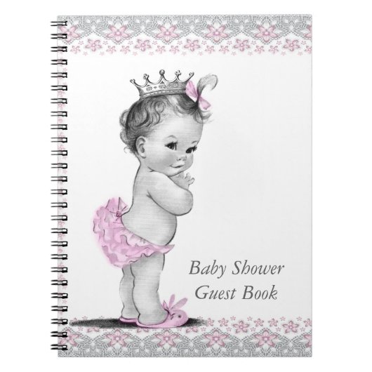 Roze en grijs Baby shower gastenboek Notitieboek (Voorkant)