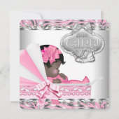 Roze en grijs Baby shower Kaart (Voorkant)