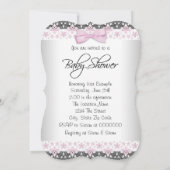 roze en grijs Baby shower Kaart (Achterkant)