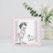 Roze en grijs Baby shower Kaart (Staand voorkant)
