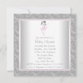  roze en grijs Baby shower Kaart (Achterkant)