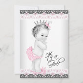roze en grijs Baby shower Kaart (Voorkant)