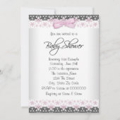  roze en grijs Baby shower Kaart (Achterkant)