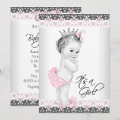  roze en grijs Baby shower Kaart (Voorkant / Achterkant)