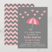 Roze en grijs Baby shower met liefde en rode hond Kaart (Voorkant / Achterkant)