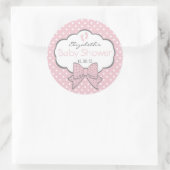 Roze en grijs-Baby shower Ronde Sticker (Tas)