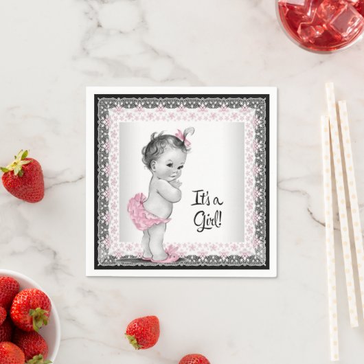  roze en grijs Baby shower Servet (Insitu)