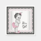  roze en grijs Baby shower Servet (Voorkant)