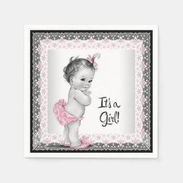  roze en grijs Baby shower Servet
