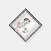  roze en grijs Baby shower Servet (Hoek)