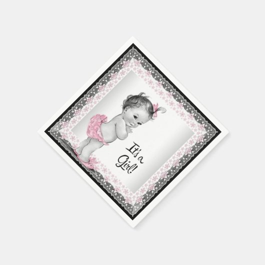  roze en grijs Baby shower Servet (Hoek)