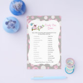 Roze en Grijs Baby shower Uil Snoep Bar Game Flyer (Enkel)