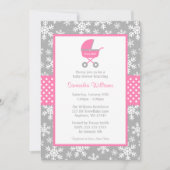 Roze en grijs Baby shower voor het vervoer van sne Kaart (Voorkant)
