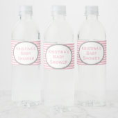 Roze en grijs Baby shower Waterfles Etiket (Flessen)