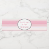 Roze en grijs Baby shower Waterfles Etiket (Enkel label)