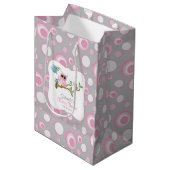 Roze en Grijs Baby Uil Baby shower Medium Cadeauzakje (Voorkant Gekanteld)