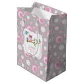 Roze en Grijs Baby Uil Baby shower Medium Cadeauzakje (Achterkant Gekanteld)