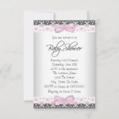  roze en grijs babymeisje kaart (Achterkant)