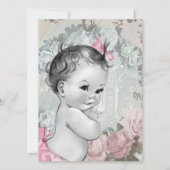  roze en grijs babymeisje kaart (Voorkant)