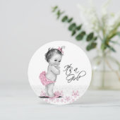  roze en grijs babymeisje kaart (Staand voorkant)