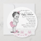  roze en grijs babymeisje kaart (Achterkant)