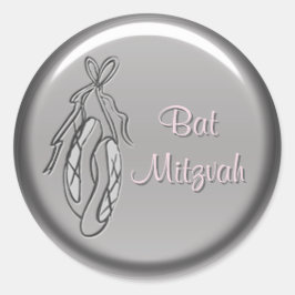 Roze en Grijs Ballet Slipper Bat Mitzvah Sticker
