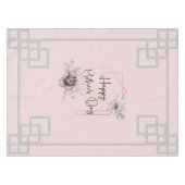 Roze en grijs Blauw Paarse Bloemen Moederdag Tafelkleed (Voorkant (Horizontaal))