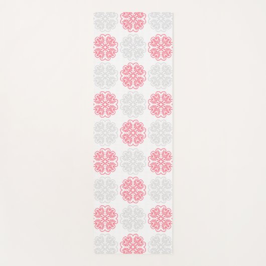 Roze en Grijs Bloeipatroon Moderne Yoga Mat (Voorkant)