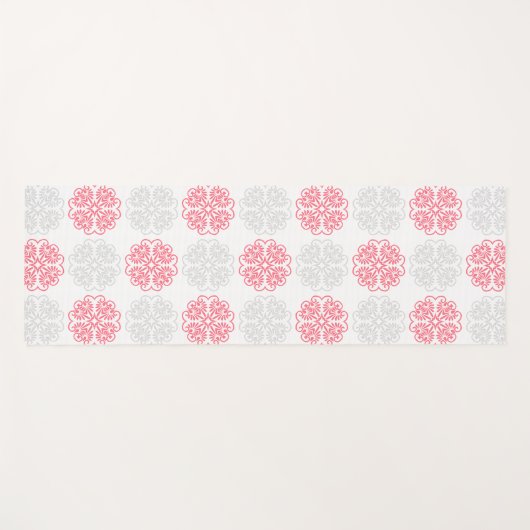 Roze en Grijs Bloeipatroon Moderne Yoga Mat (Voorkant (horizontaal))