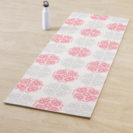 Roze en Grijs Bloeipatroon Moderne Yoga Mat
