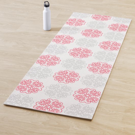 Roze en Grijs Bloeipatroon Moderne Yoga Mat (In situ)