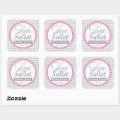 Roze en Grijs Chevron Favor Stickers (Vel)