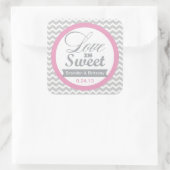 Roze en Grijs Chevron Favor Stickers (Tas)