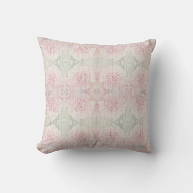 Roze en grijs Country chic design Buitenkussen (Voorkant)