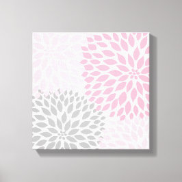 Roze en Grijs Dahlia Square Wall Art Canvas Afdruk