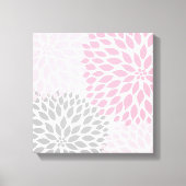 Roze en Grijs Dahlia Square Wall Art Canvas Afdruk (Voorkant)