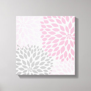Roze en Grijs Dahlia Square Wall Art Canvas Afdruk
