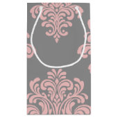 Roze en grijs damast patroon klein cadeauzakje (Achterkant)