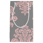 Roze en grijs damast patroon klein cadeauzakje (Voorkant)
