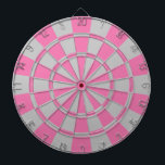 Roze en grijs dartbord<br><div class="desc">Roze en grijze kunstplaat</div>