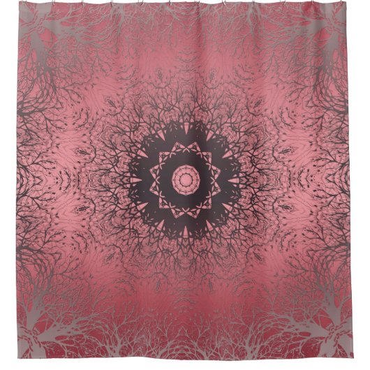 roze en grijs douchegordijn (Voorkant)