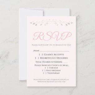 Roze en Grijs Elegante Bruiloft RSVP Behuizing Kaa Kaartje