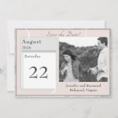 Roze en Grijs Gemarmerd Vlak Save The Date Kaart (Voorkant)